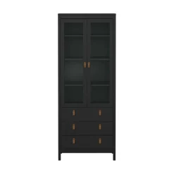 Vetrine > Dmora Vetrina vintage sala da pranzo 2 ante 78x32x199h cm nera - Lazio Nero